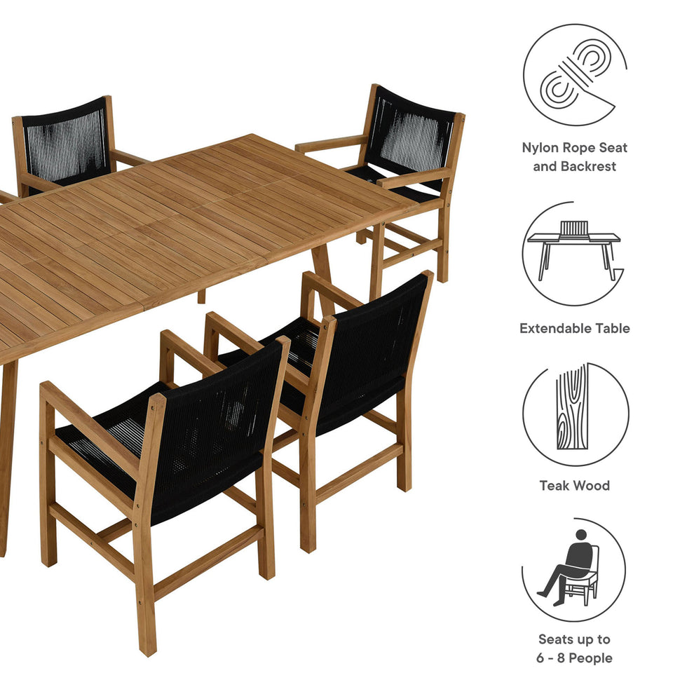Vienna 7-Piece Outdoor Patio Teak and Rope Dining Set with Armchairs by Modway | Armchairs | Modishstore - 4