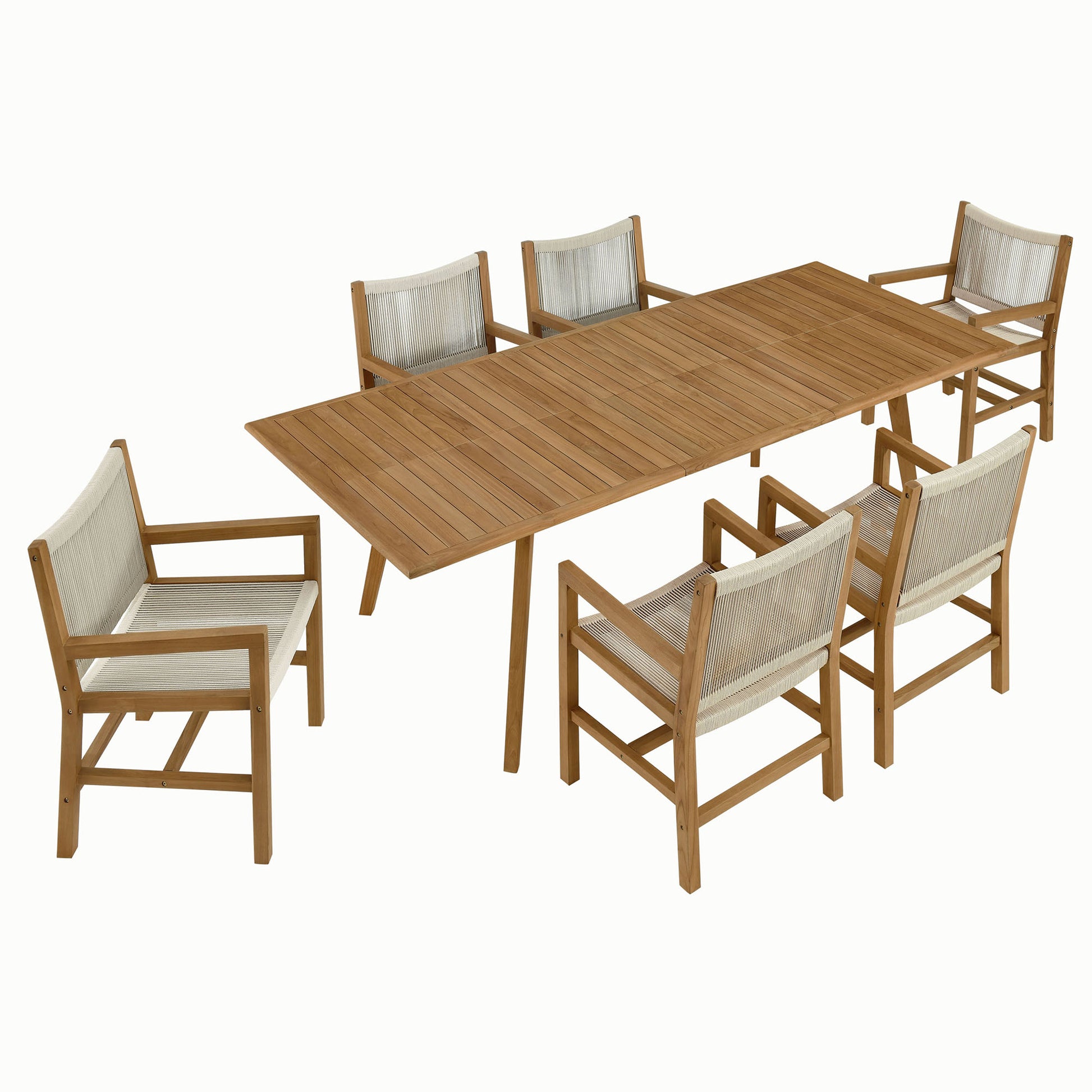 Vienna 7-Piece Outdoor Patio Teak and Rope Dining Set with Armchairs by Modway | Armchairs | Modishstore - 7