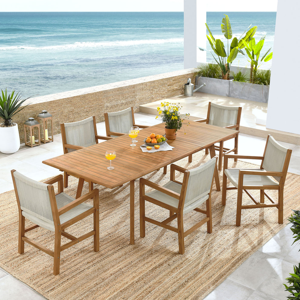 Vienna 7-Piece Outdoor Patio Teak and Rope Dining Set with Armchairs by Modway | Armchairs | Modishstore - 9
