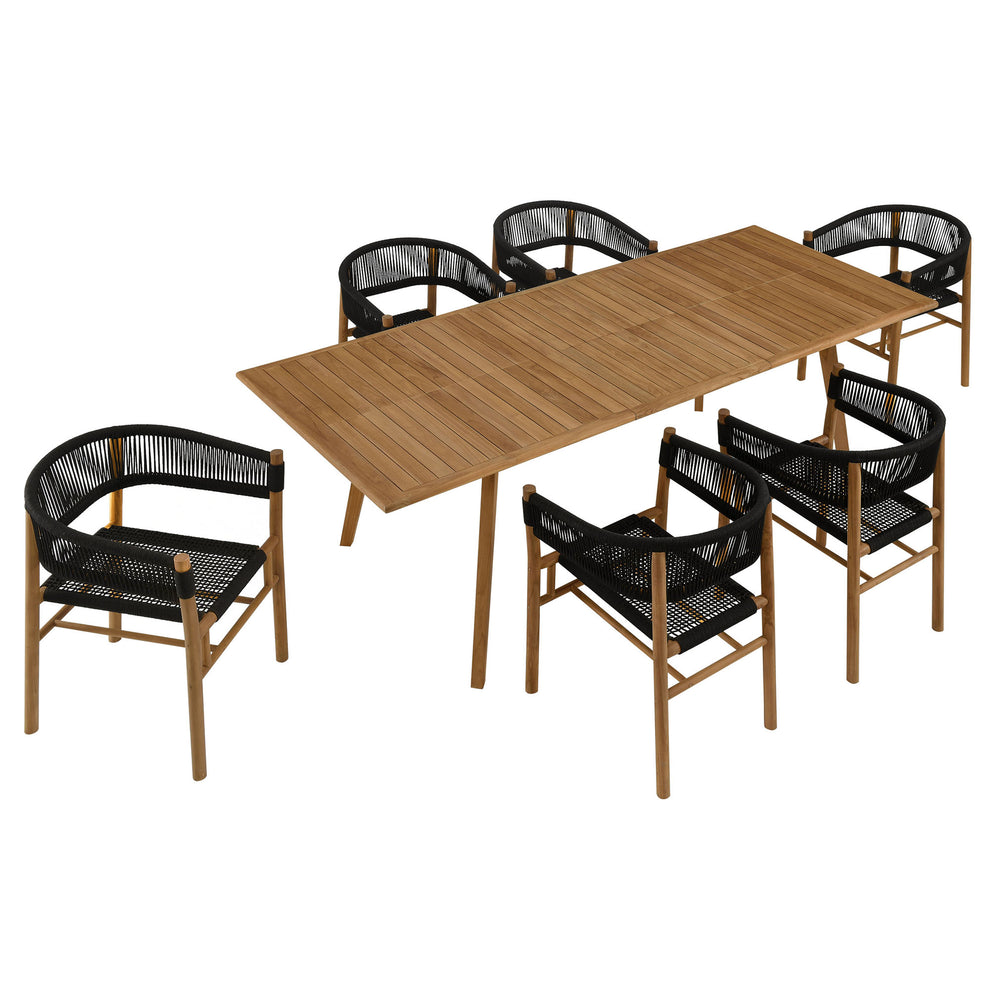 Vienna 7-Piece Outdoor Patio Teak and Rope Dining Set with Curved-Back Armchairs by Modway | Armchairs | Modishstore - 2