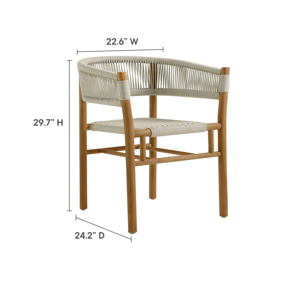 Vienna 7-Piece Outdoor Patio Teak and Rope Dining Set with Curved-Back Armchairs by Modway | Armchairs | Modishstore - 11