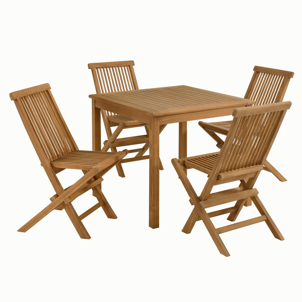 Vienna 5-Piece Outdoor Patio Teak Wood Dining Set with Folding Chairs by Modway | Outdoor Dining Sets | Modishstore - 2