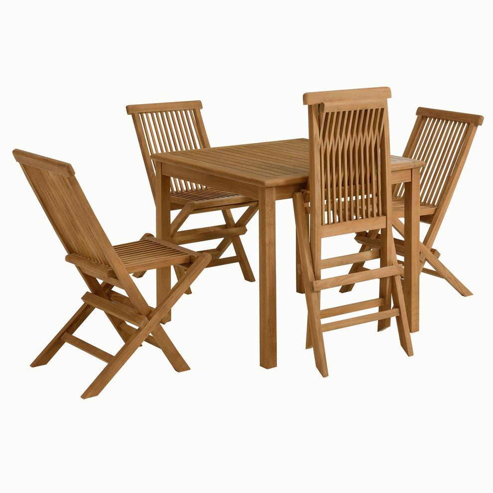 Vienna 5-Piece Outdoor Patio Teak Wood Dining Set with Folding Chairs by Modway | Outdoor Dining Sets | Modishstore - 3