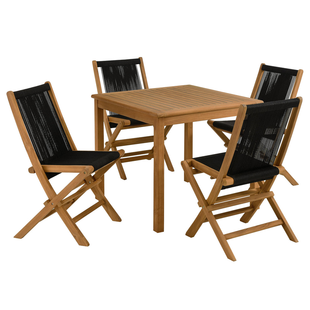 Vienna 5-Piece Outdoor Patio Teak Wood Dining Set with Rope Folding Chairs by Modway | Outdoor Dining Sets | Modishstore - 2