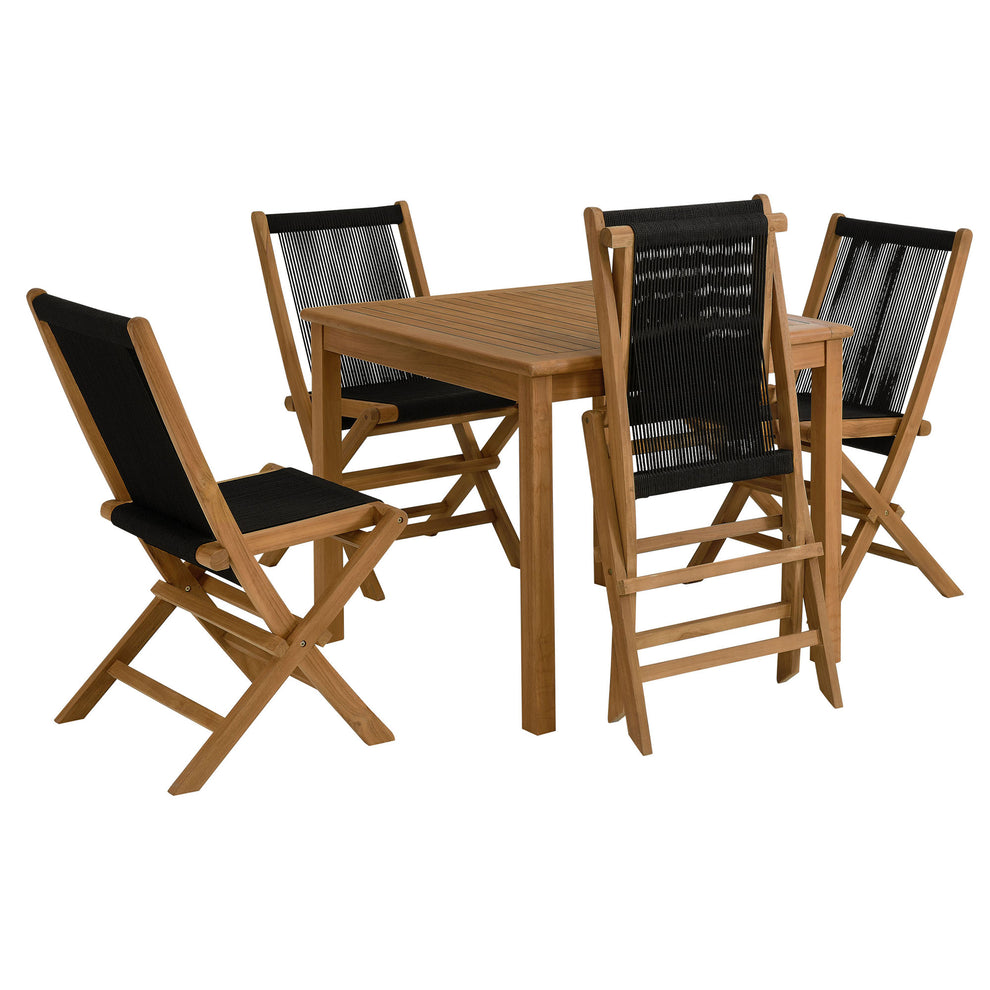 Vienna 5-Piece Outdoor Patio Teak Wood Dining Set with Rope Folding Chairs by Modway | Outdoor Dining Sets | Modishstore - 3