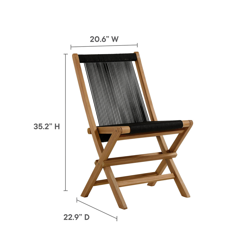 Vienna 5-Piece Outdoor Patio Teak Wood Dining Set with Rope Folding Chairs by Modway | Outdoor Dining Sets | Modishstore - 6
