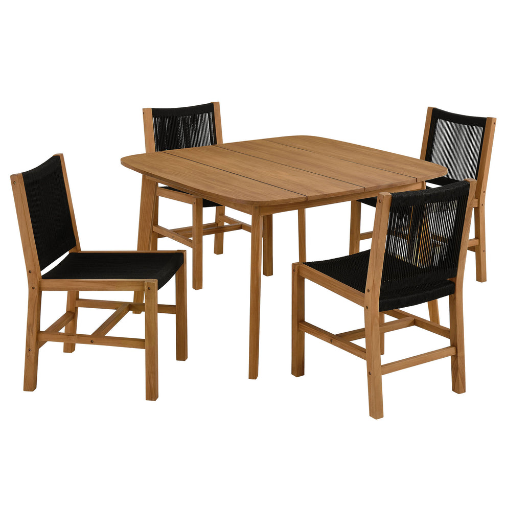 Vienna 5-Piece Outdoor Patio Teak and Rope Dining Set with Armless Chairs by Modway | Outdoor Dining Sets | Modishstore - 2