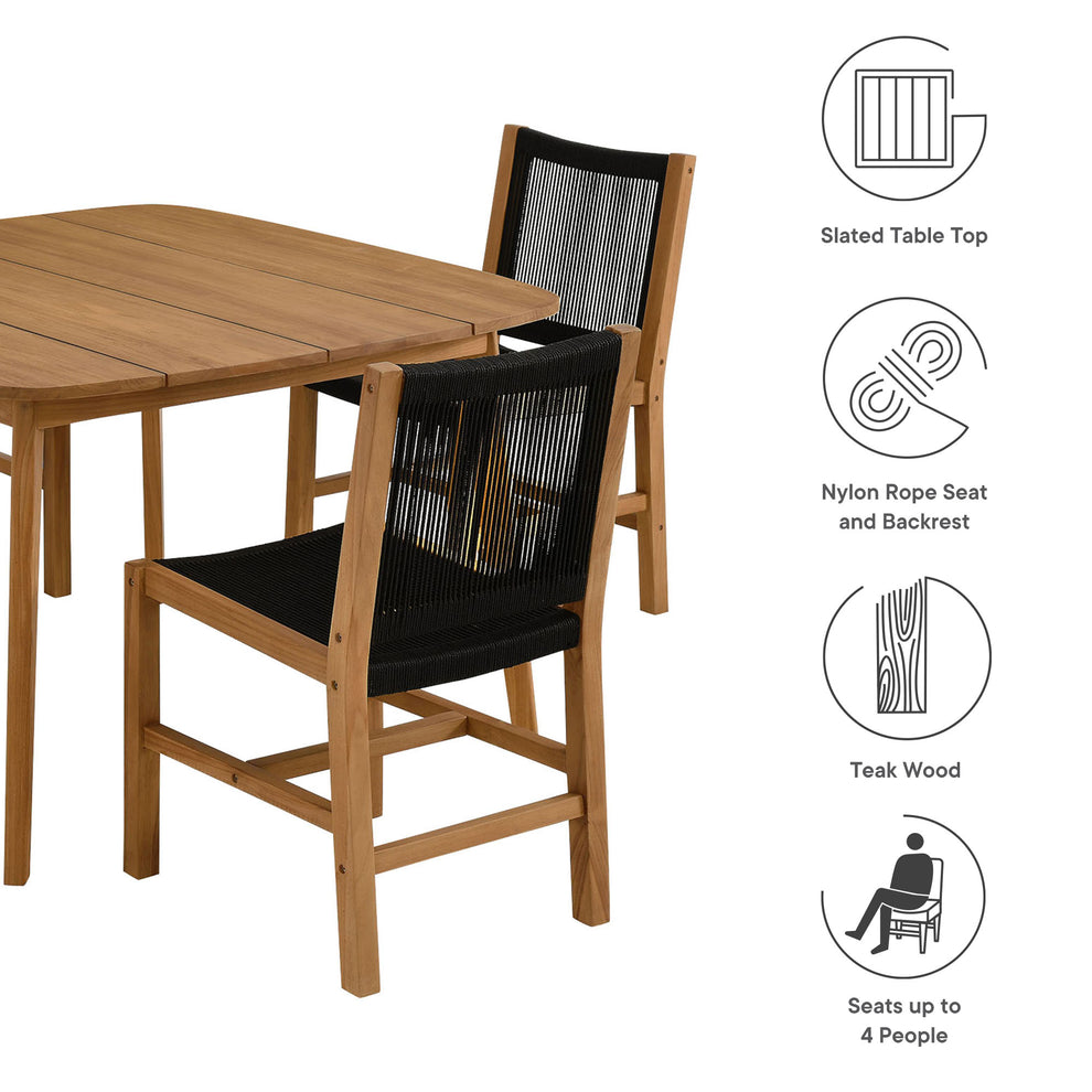 Vienna 5-Piece Outdoor Patio Teak and Rope Dining Set with Armless Chairs by Modway | Outdoor Dining Sets | Modishstore - 4