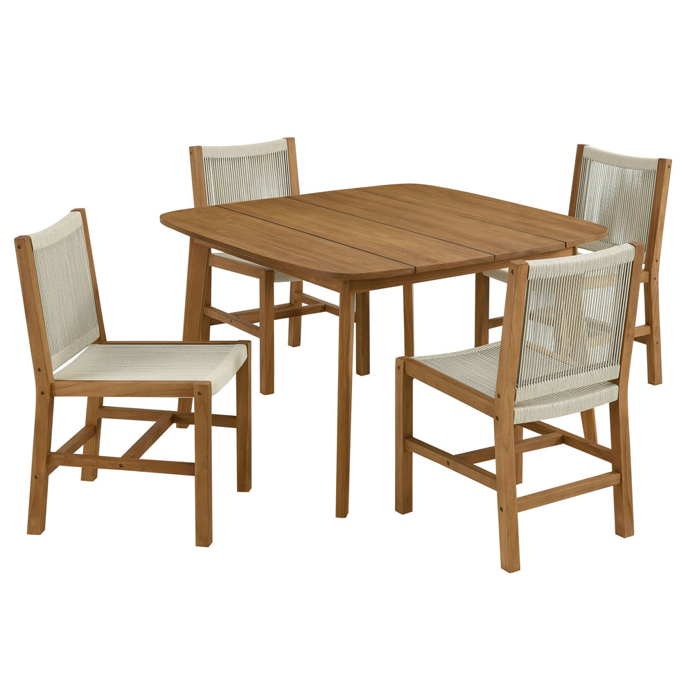Vienna 5-Piece Outdoor Patio Teak and Rope Dining Set with Armless Chairs by Modway | Outdoor Dining Sets | Modishstore - 7