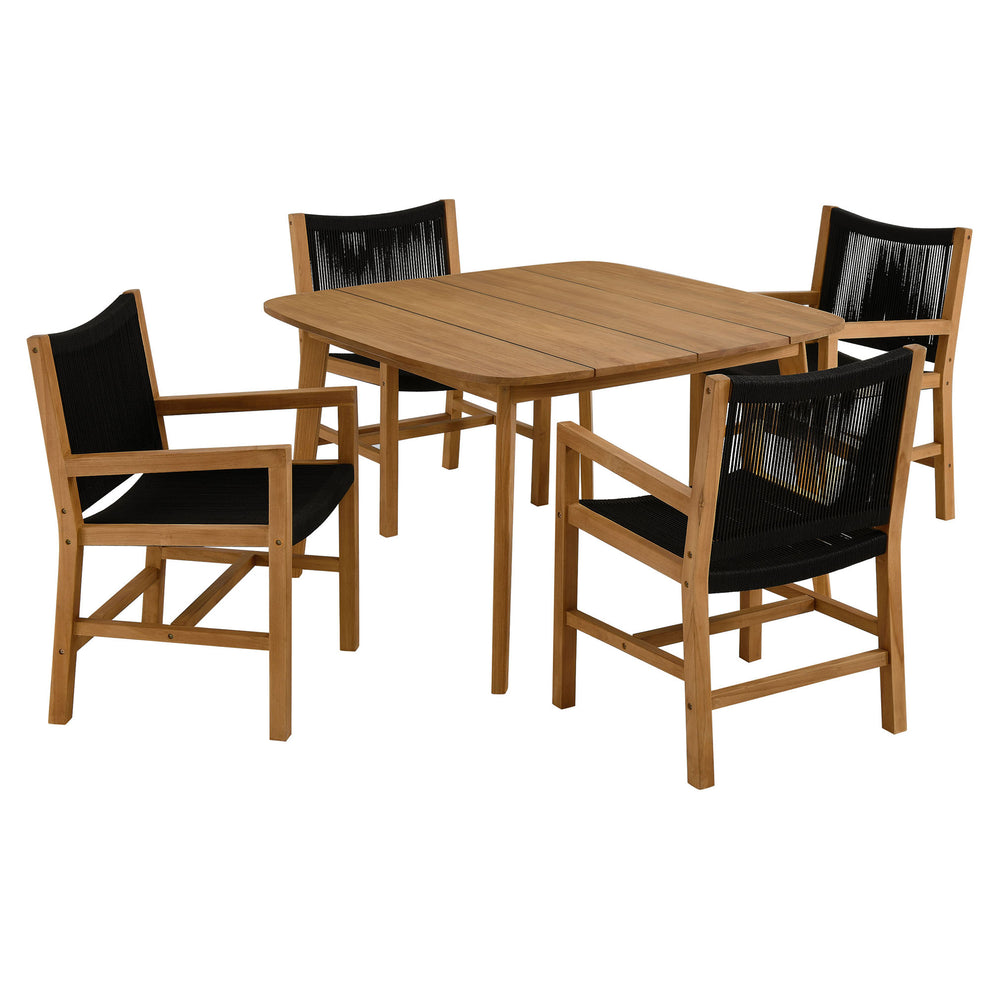 Vienna 5-Piece Outdoor Patio Teak and Rope Dining Set with Armchairs by Modway | Outdoor Patio Daybed | Modishstore - 2