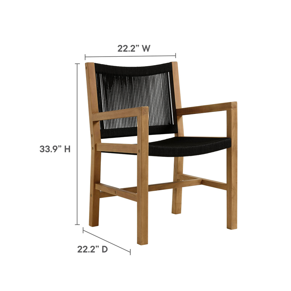 Vienna 5-Piece Outdoor Patio Teak and Rope Dining Set with Armchairs by Modway | Outdoor Patio Daybed | Modishstore - 5