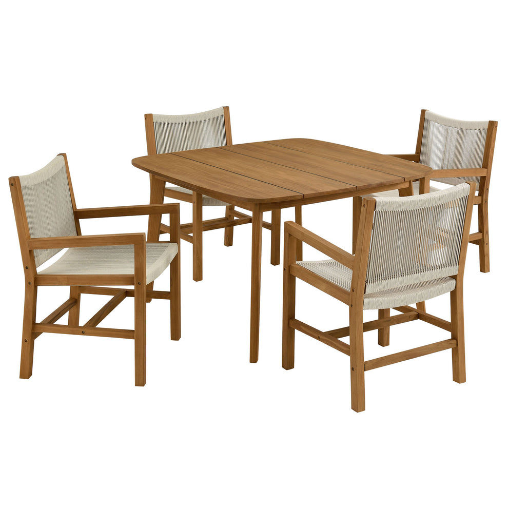 Vienna 5-Piece Outdoor Patio Teak and Rope Dining Set with Armchairs by Modway | Outdoor Patio Daybed | Modishstore - 7
