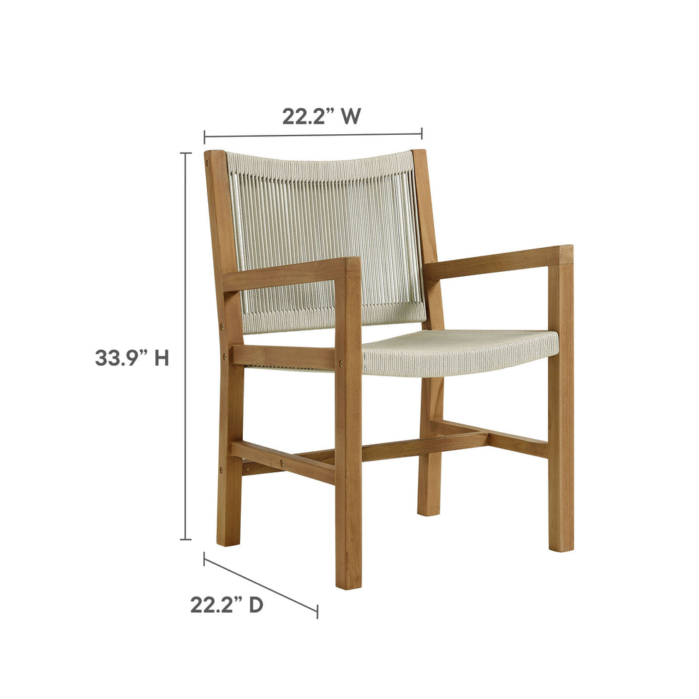 Vienna 5-Piece Outdoor Patio Teak and Rope Dining Set with Armchairs by Modway | Outdoor Patio Daybed | Modishstore - 11