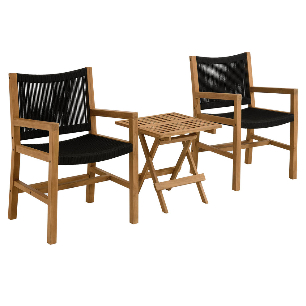 Vienna 3-Piece Outdoor Patio Teak and Rope Armchairs with Folding Side Table by Modway | Outdoor Chairs | Modishstore - 2