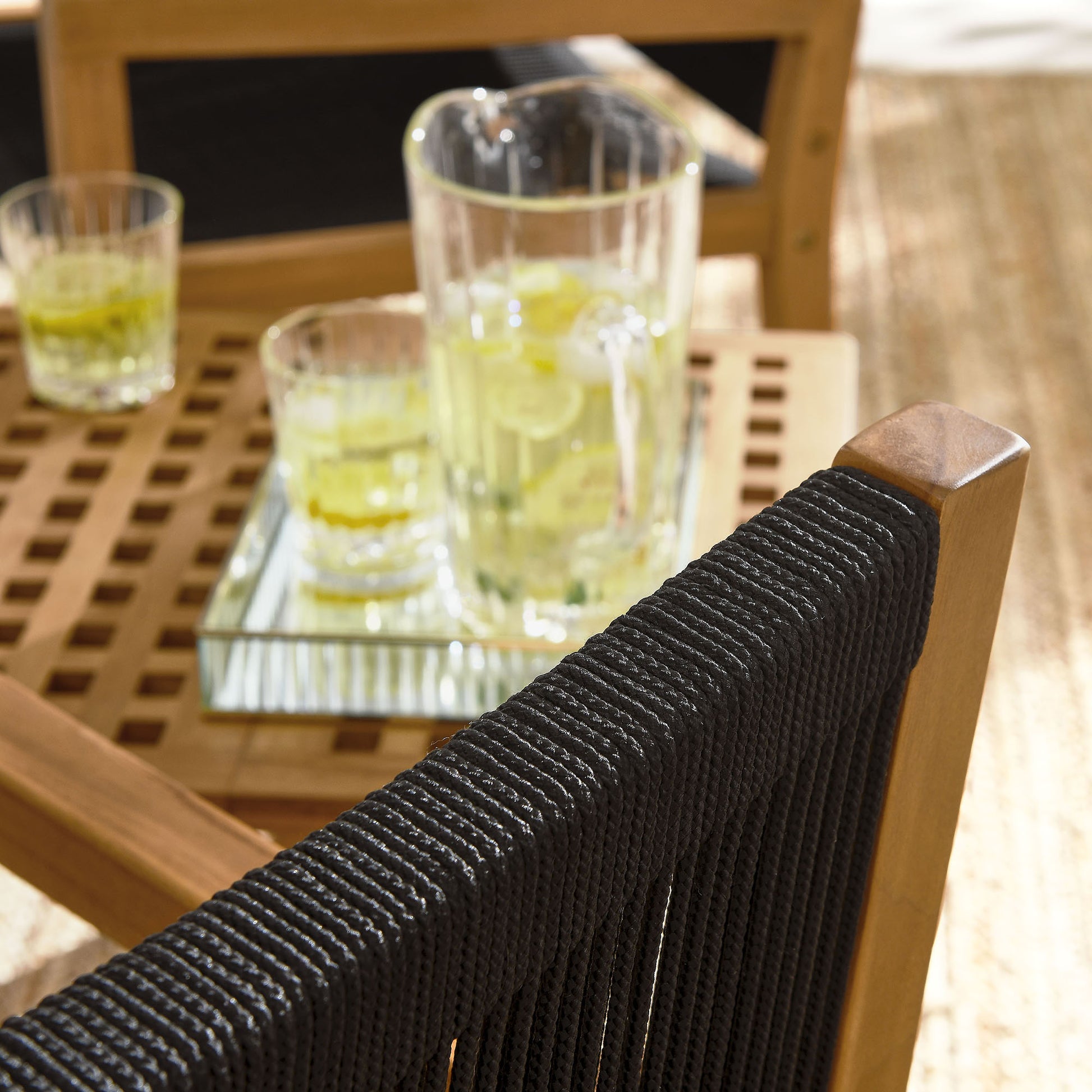 Vienna 3-Piece Outdoor Patio Teak and Rope Armchairs with Folding Side Table by Modway | Outdoor Chairs | Modishstore - 3