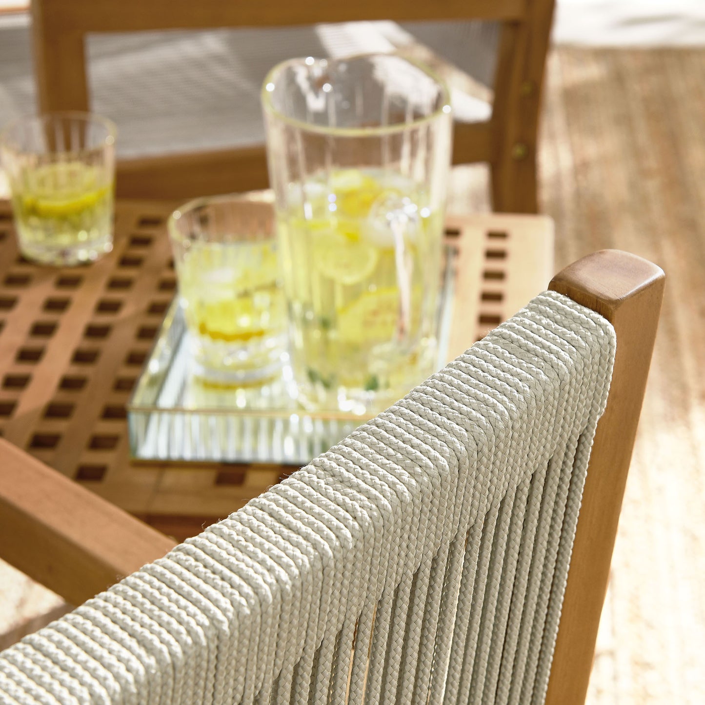 Vienna 3-Piece Outdoor Patio Teak and Rope Armchairs with Folding Side Table by Modway | Outdoor Chairs | Modishstore - 8