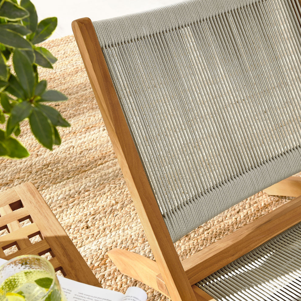 Vienna 3-Piece Outdoor Patio Teak and Rope Folding Lounge Chairs and Side Table by Modway | Outdoor Chairs | Modishstore - 8