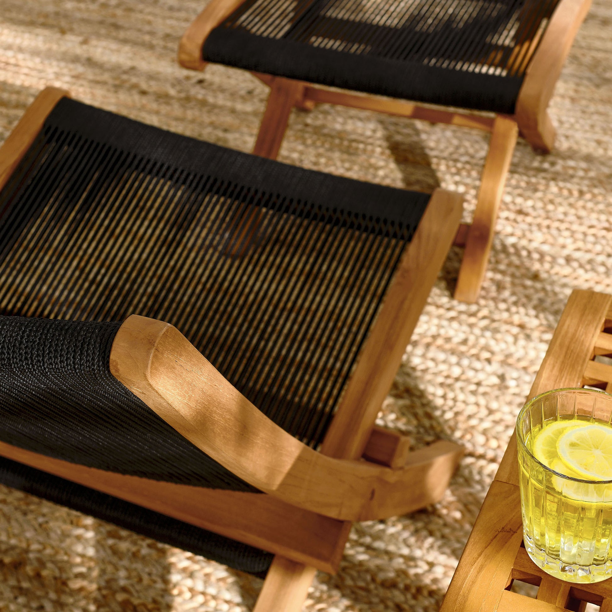 Vienna 2-Piece Outdoor Patio Teak and Rope Folding Accent Lounge Chair and Ottoman Set by Modway | Outdoor Chairs | Modishstore - 4