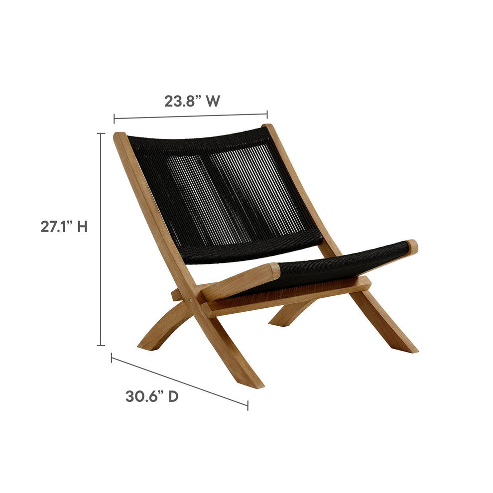 Vienna 2-Piece Outdoor Patio Teak and Rope Folding Accent Lounge Chair and Ottoman Set by Modway | Outdoor Chairs | Modishstore - 6