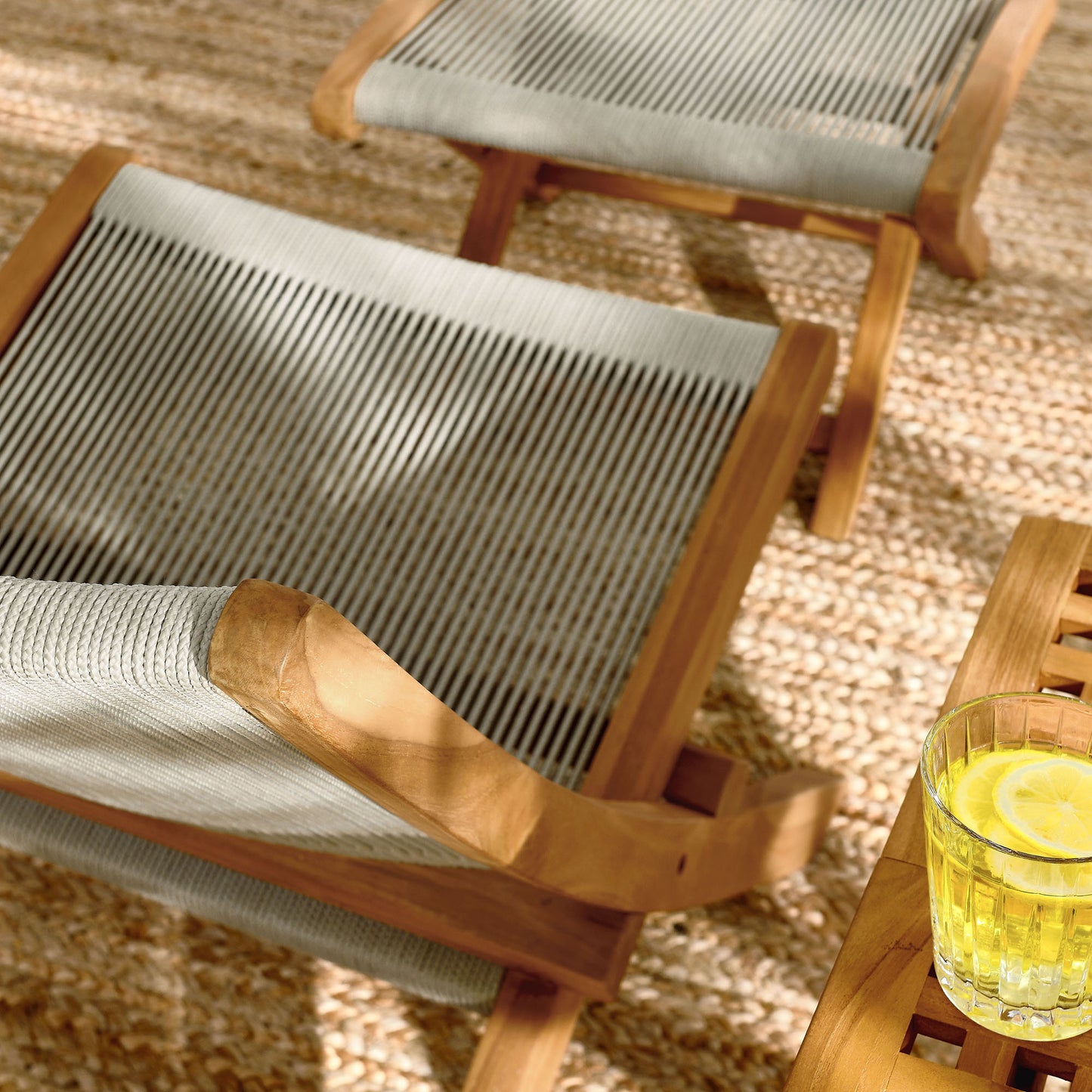 Vienna 2-Piece Outdoor Patio Teak and Rope Folding Accent Lounge Chair and Ottoman Set by Modway | Outdoor Chairs | Modishstore - 10