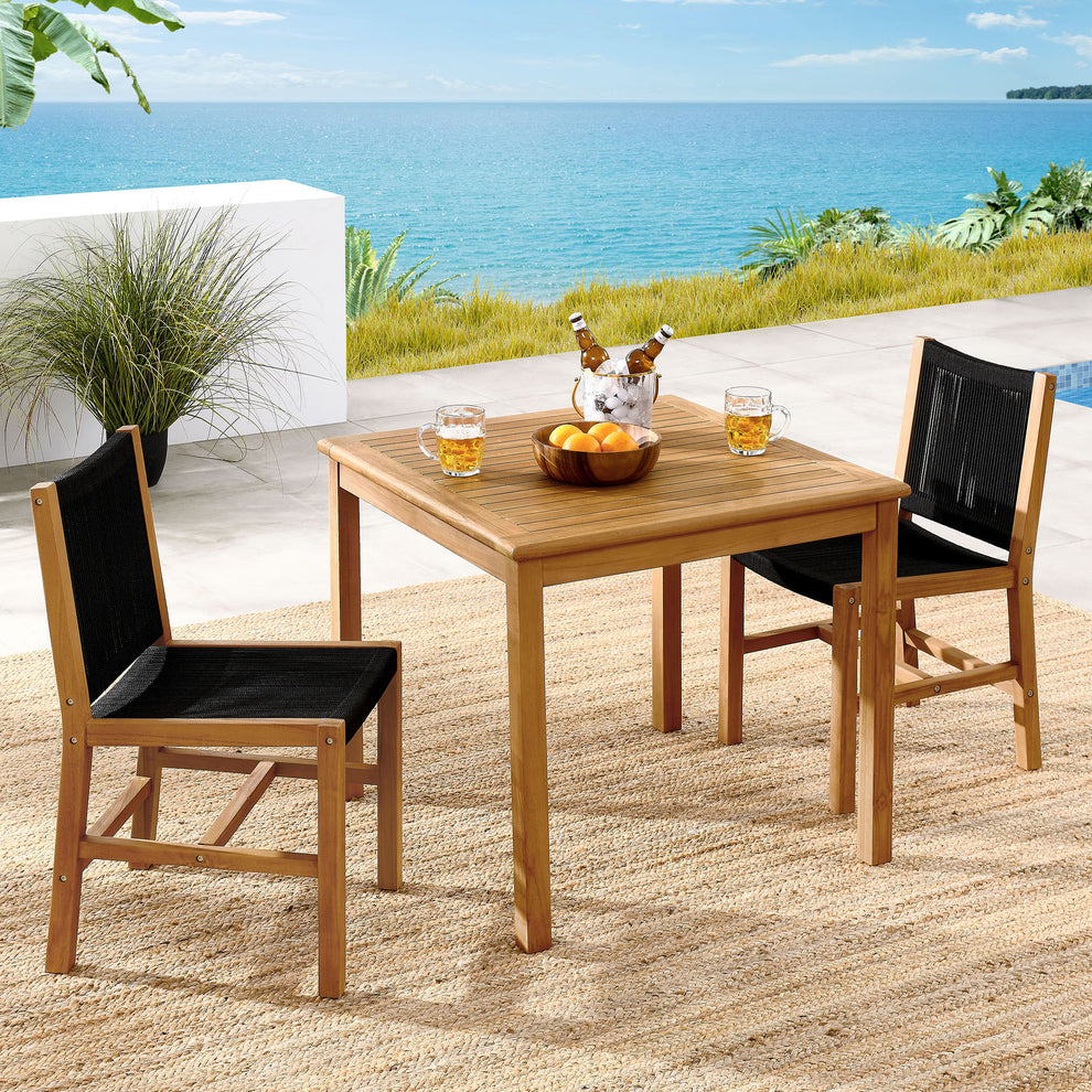 Vienna 3-Piece Outdoor Patio Teak and Rope Dining Set with Armless Chiars by Modway | Outdoor Dining Sets | Modishstore - 1