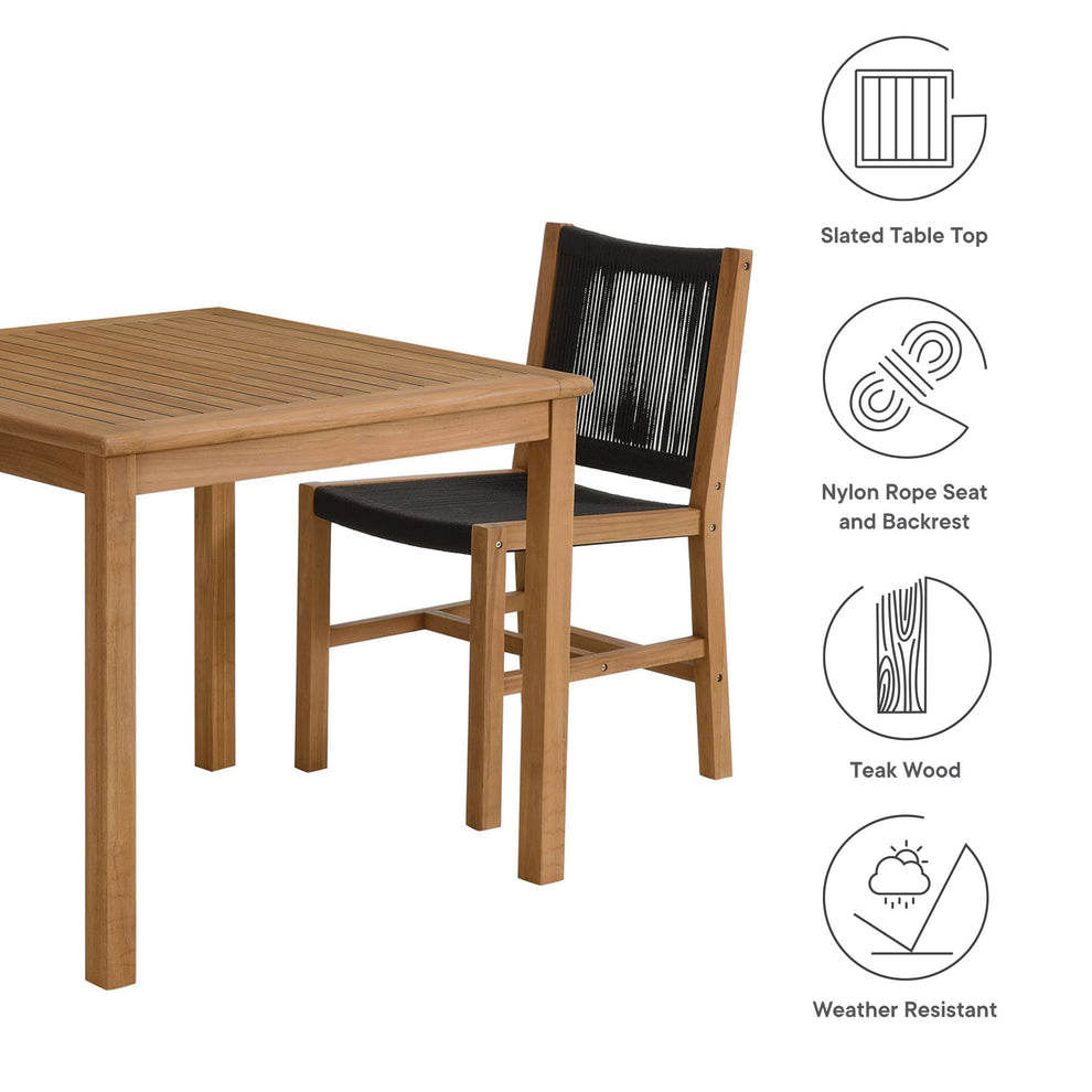 Vienna 3-Piece Outdoor Patio Teak and Rope Dining Set with Armless Chiars by Modway | Outdoor Dining Sets | Modishstore - 4