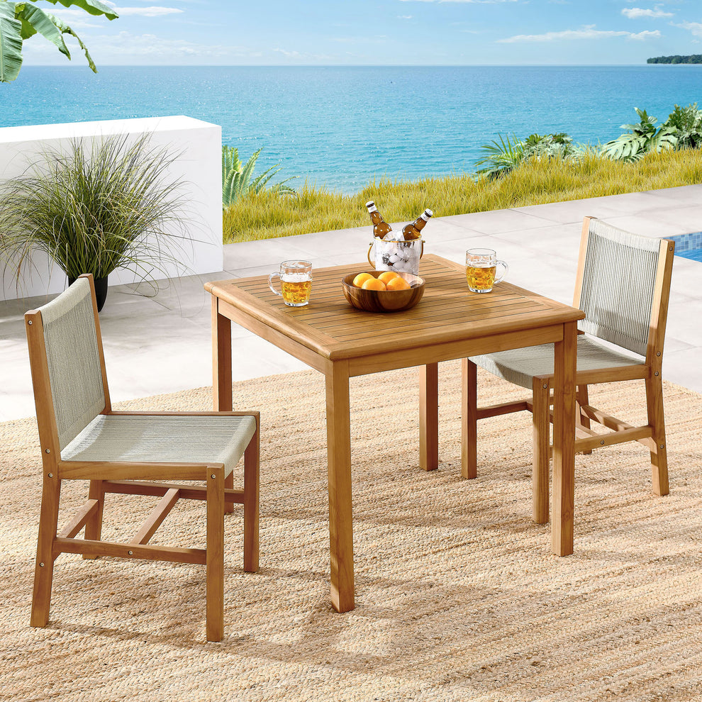 Vienna 3-Piece Outdoor Patio Teak and Rope Dining Set with Armless Chiars by Modway | Outdoor Dining Sets | Modishstore - 9