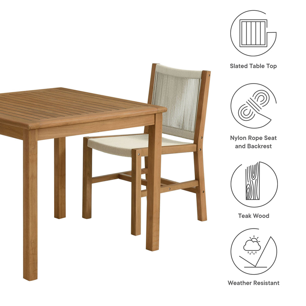 Vienna 3-Piece Outdoor Patio Teak and Rope Dining Set with Armless Chiars by Modway | Outdoor Dining Sets | Modishstore - 10