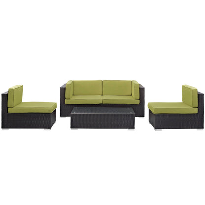 Modway Camfora 5 Piece Outdoor Patio Sectional Set