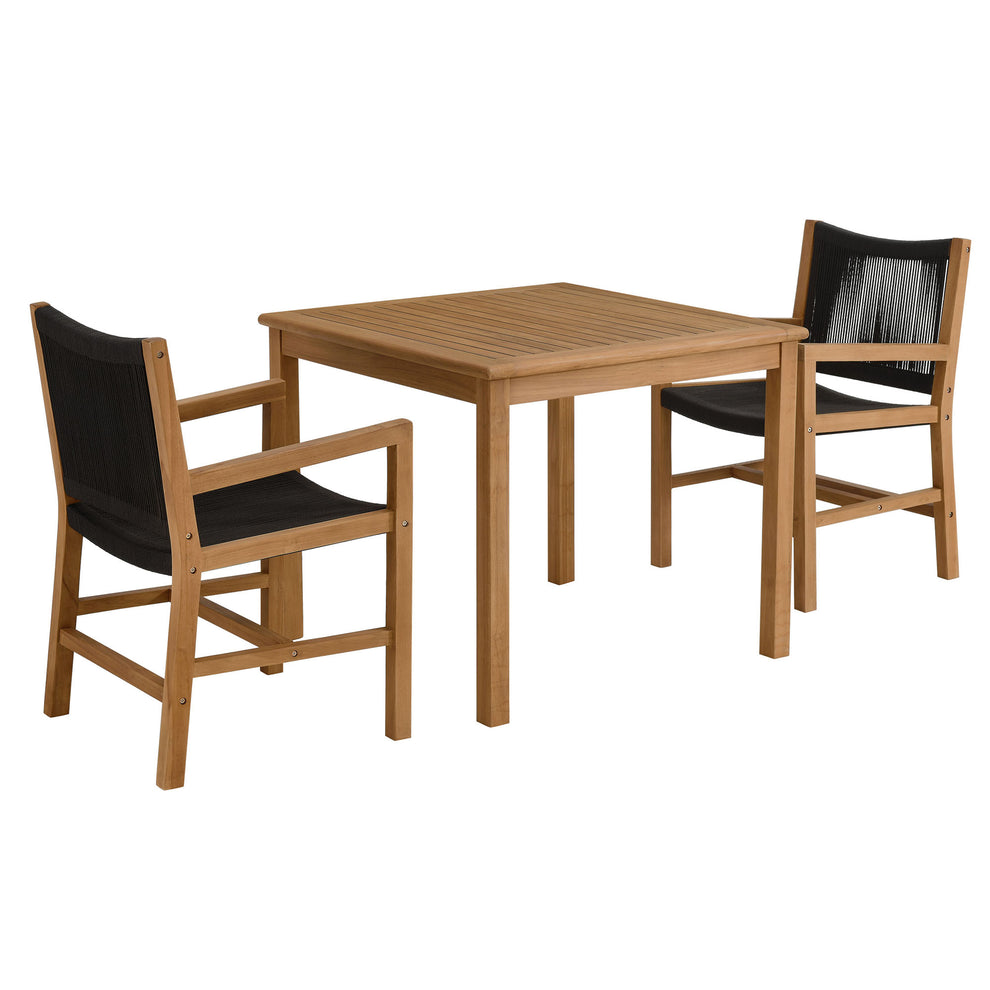 Vienna 3-Piece Outdoor Patio Teak and Rope Dining Set with Armchairs by Modway | Armchairs | Modishstore - 2