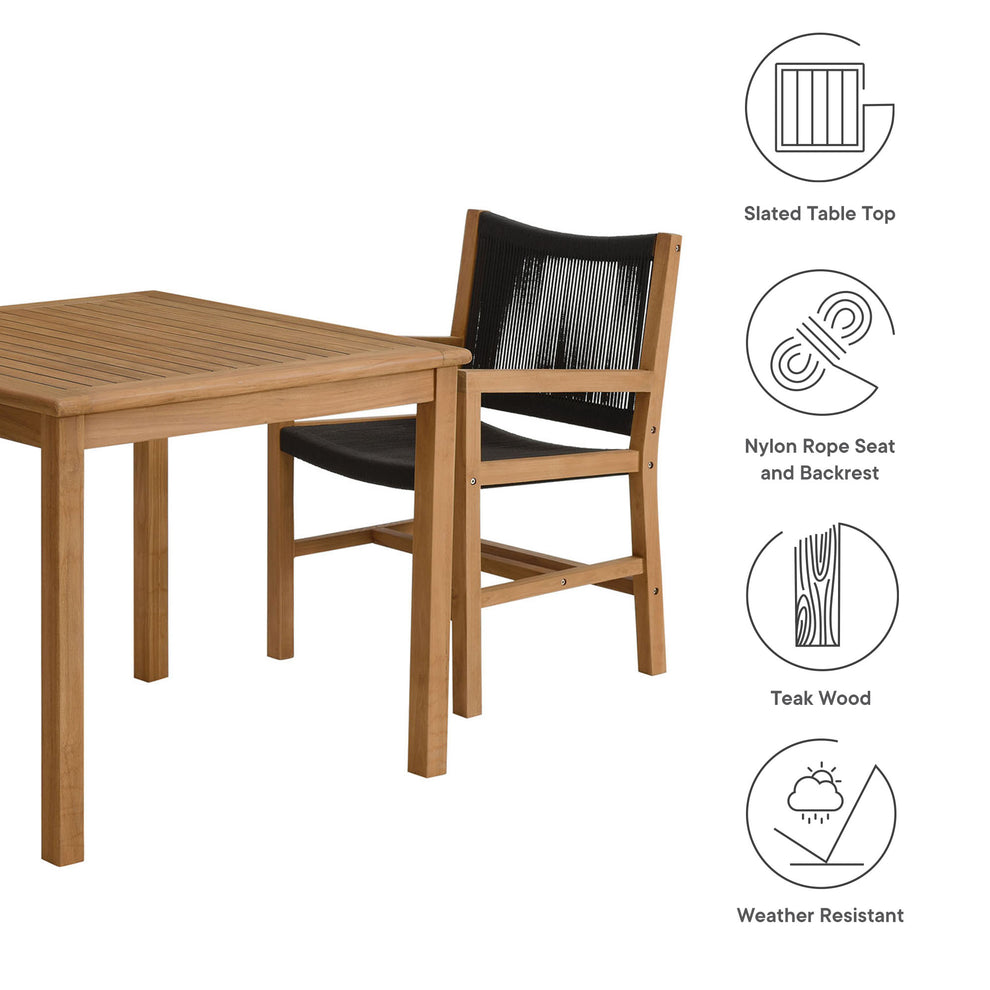 Vienna 3-Piece Outdoor Patio Teak and Rope Dining Set with Armchairs by Modway | Armchairs | Modishstore - 4