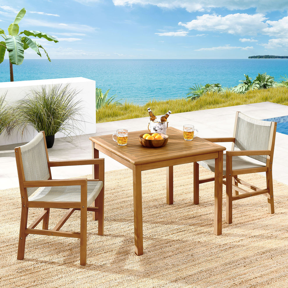 Vienna 3-Piece Outdoor Patio Teak and Rope Dining Set with Armchairs by Modway | Armchairs | Modishstore - 9