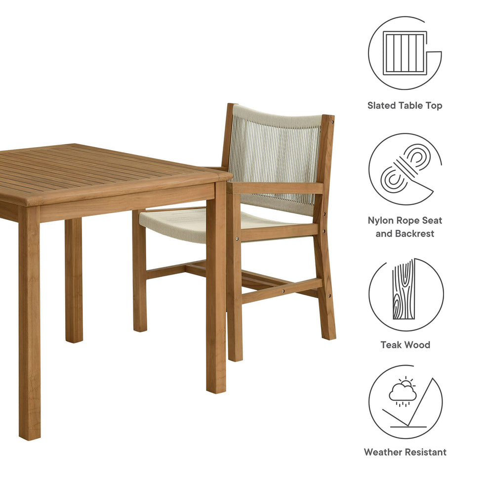 Vienna 3-Piece Outdoor Patio Teak and Rope Dining Set with Armchairs by Modway | Armchairs | Modishstore - 10