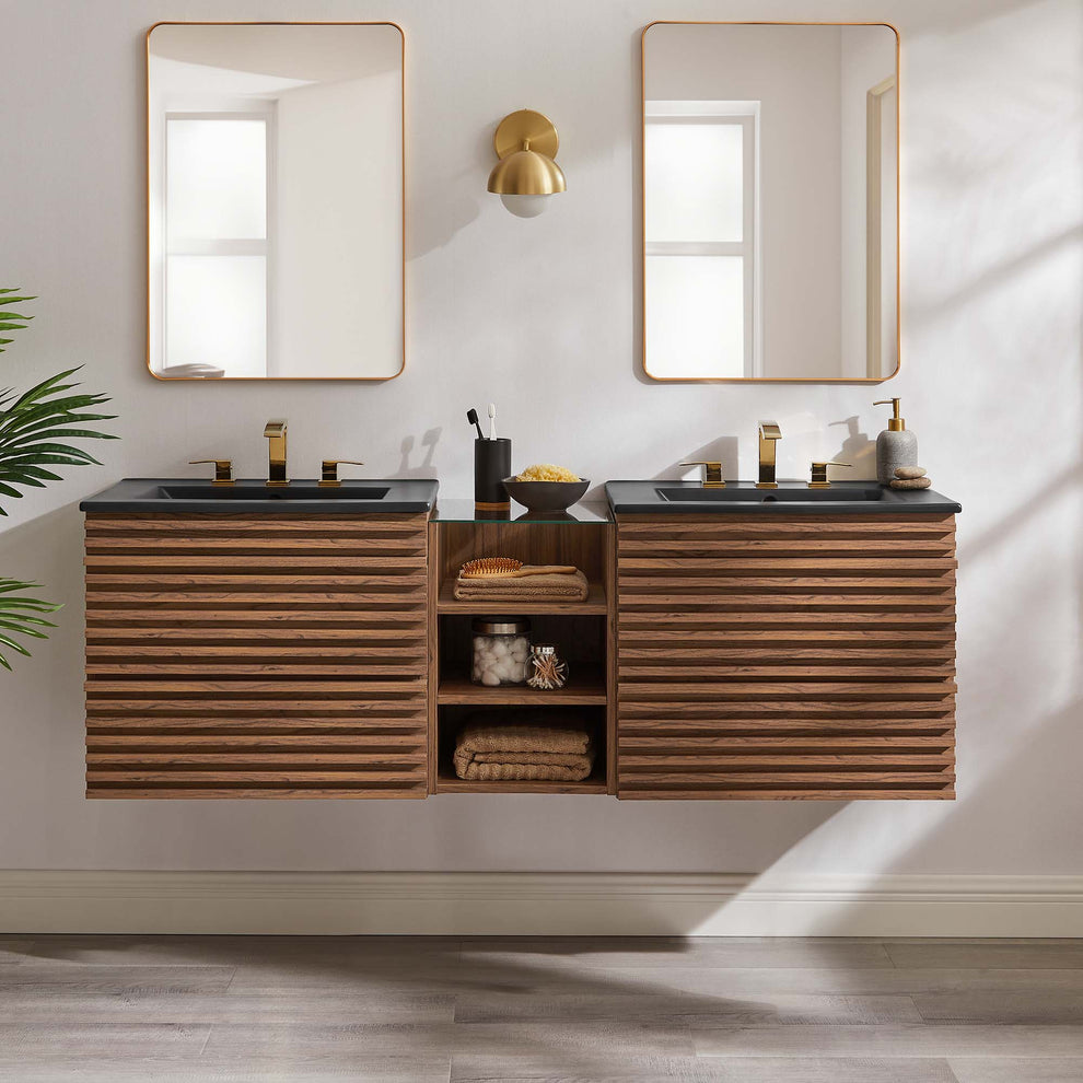 Render 62" Wall-Mount Double Sink Bathroom Vanity by Modway | Bathroom Accessories | Modishstore - 1