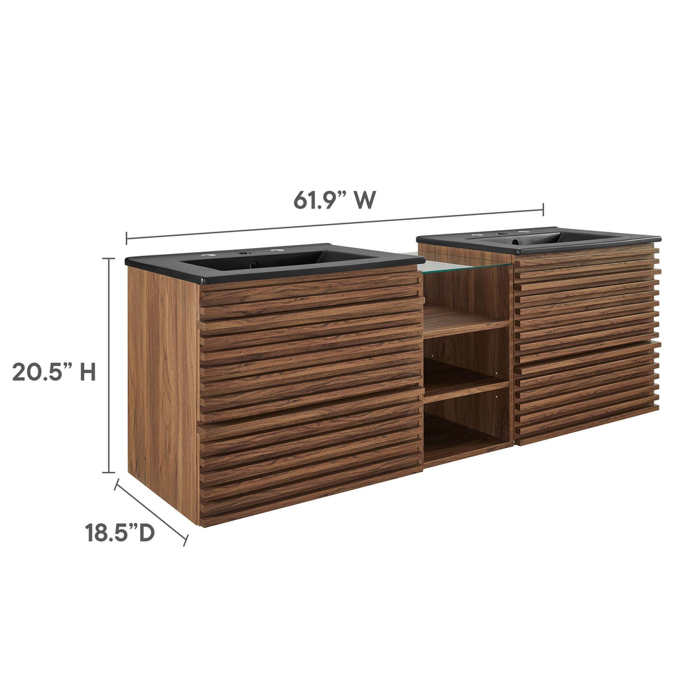 Render 62" Wall-Mount Double Sink Bathroom Vanity by Modway | Bathroom Accessories | Modishstore - 10