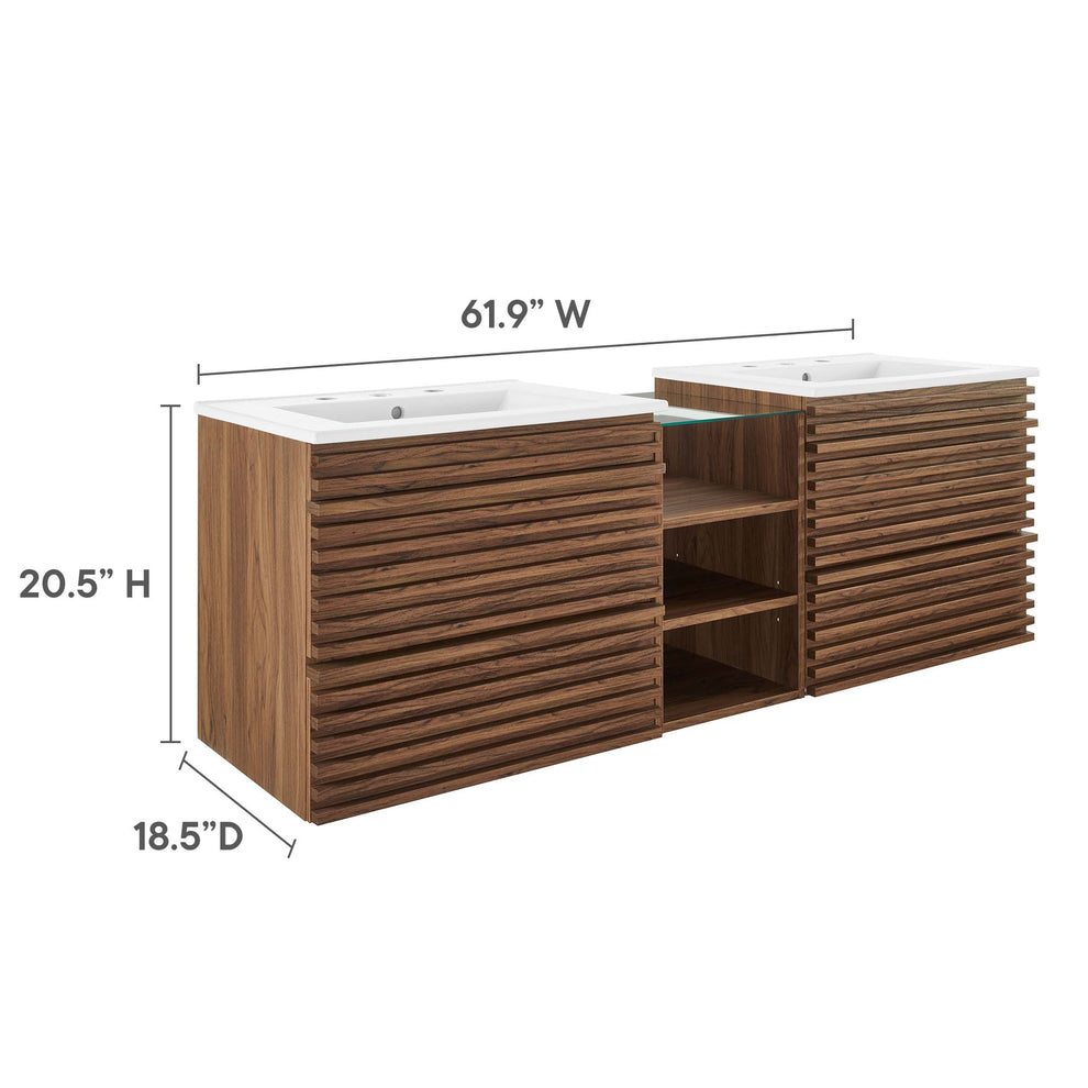 Render 62" Wall-Mount Double Sink Bathroom Vanity by Modway | Bathroom Accessories | Modishstore - 21