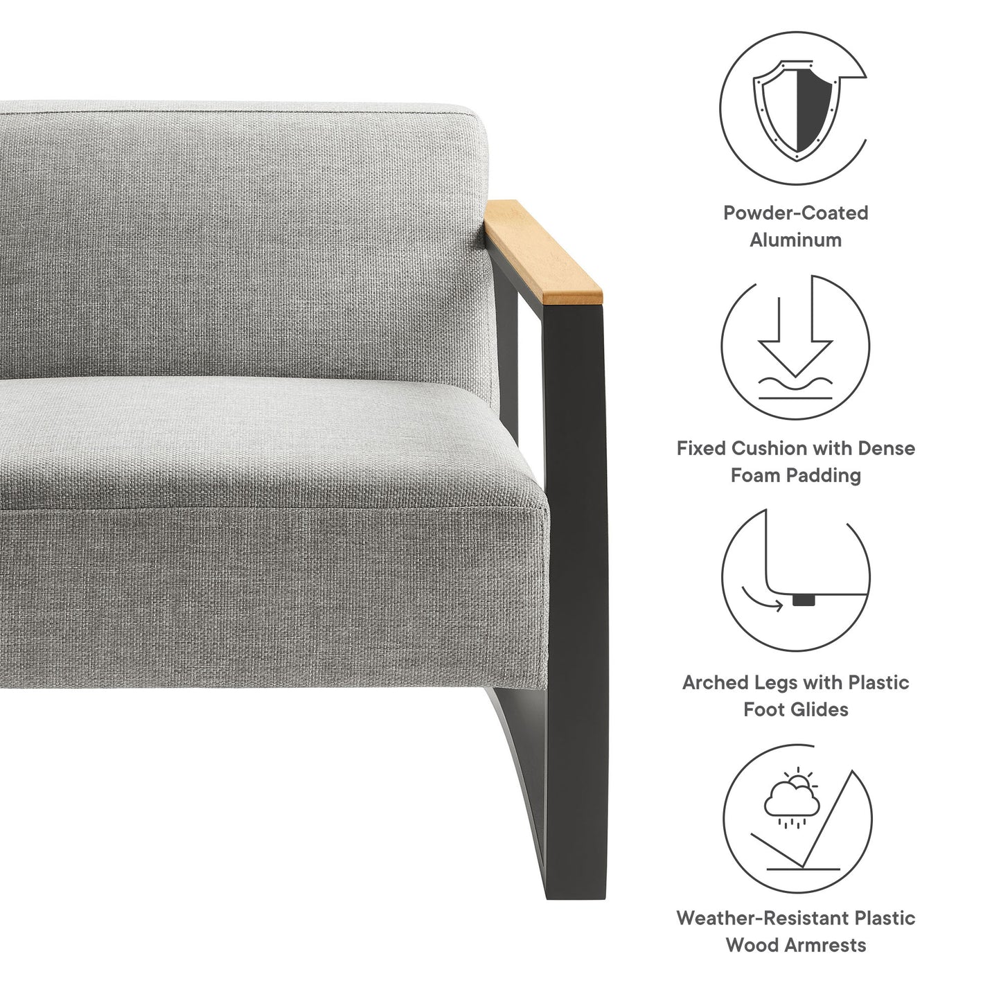 Sauve Outdoor Patio Aluminum and Fabric Armchair by Modway | Armchairs | Modishstore - 8