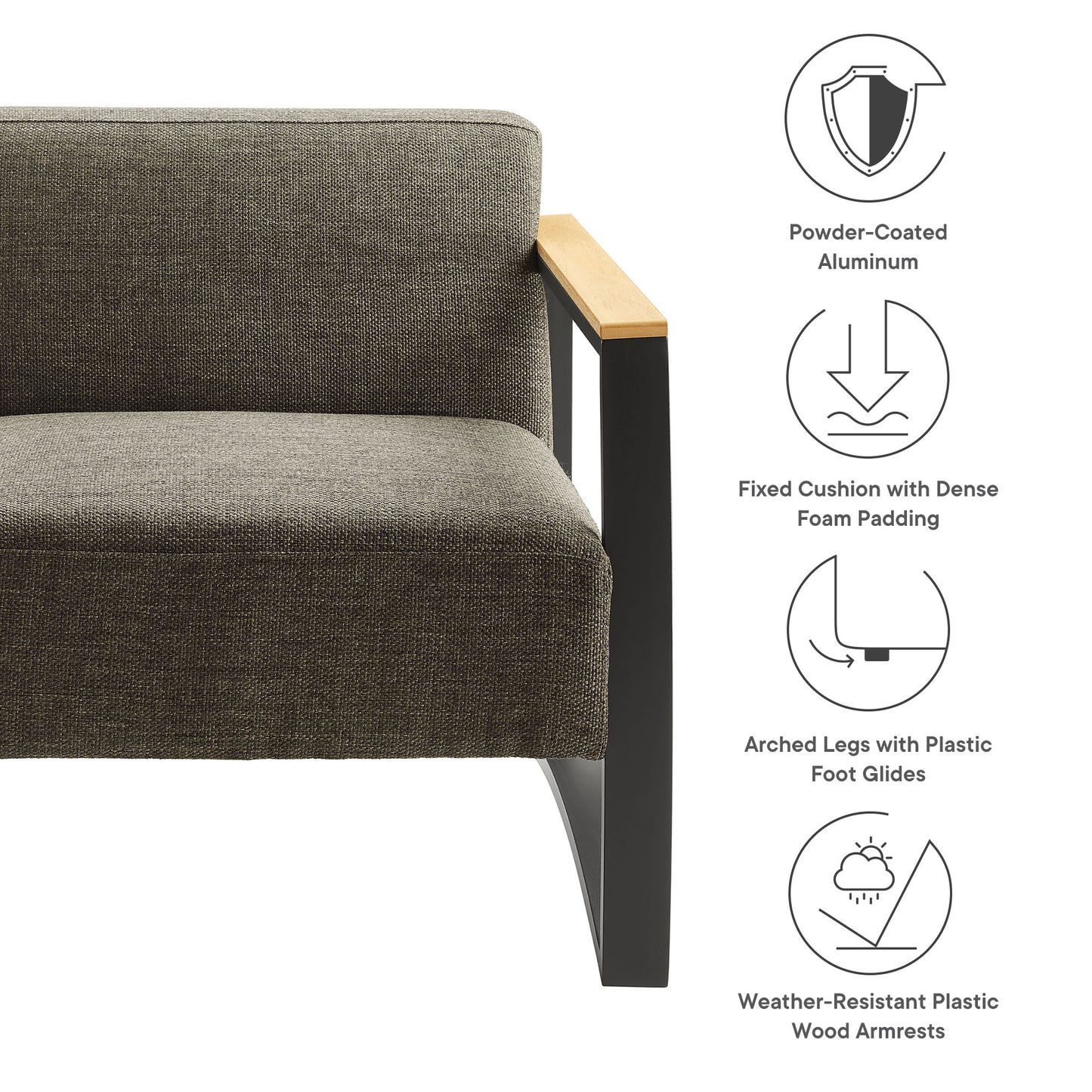 Sauve Outdoor Patio Aluminum and Fabric Armchair by Modway | Armchairs | Modishstore - 17