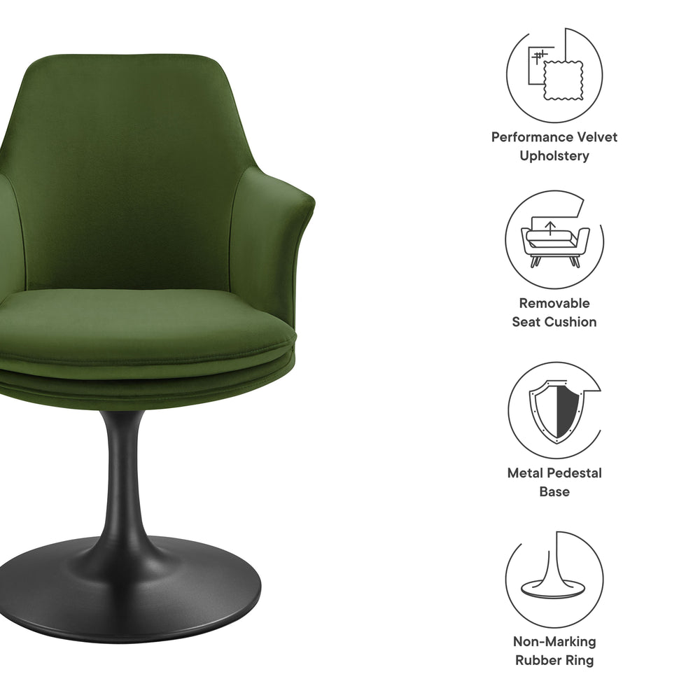Lippa Swivel Dining Performance Velvet Armchair by Modway | Dining Chairs | Modishstore - 9