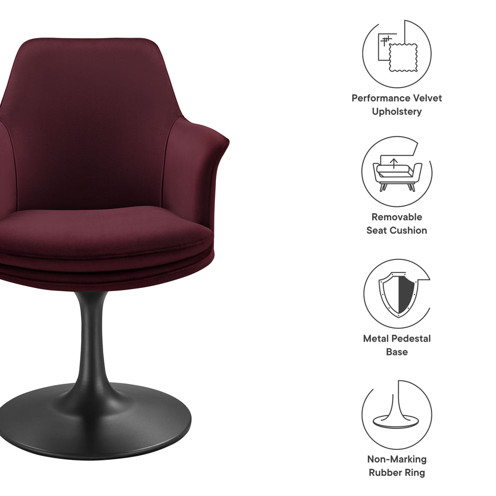 Lippa Swivel Dining Performance Velvet Armchair by Modway | Dining Chairs | Modishstore - 19