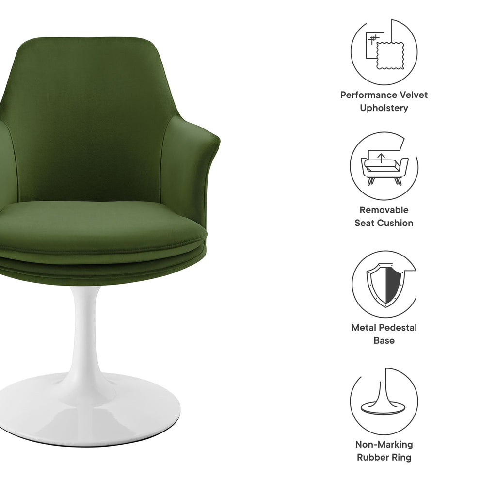 Lippa Swivel Dining Performance Velvet Armchair by Modway | Dining Chairs | Modishstore - 39