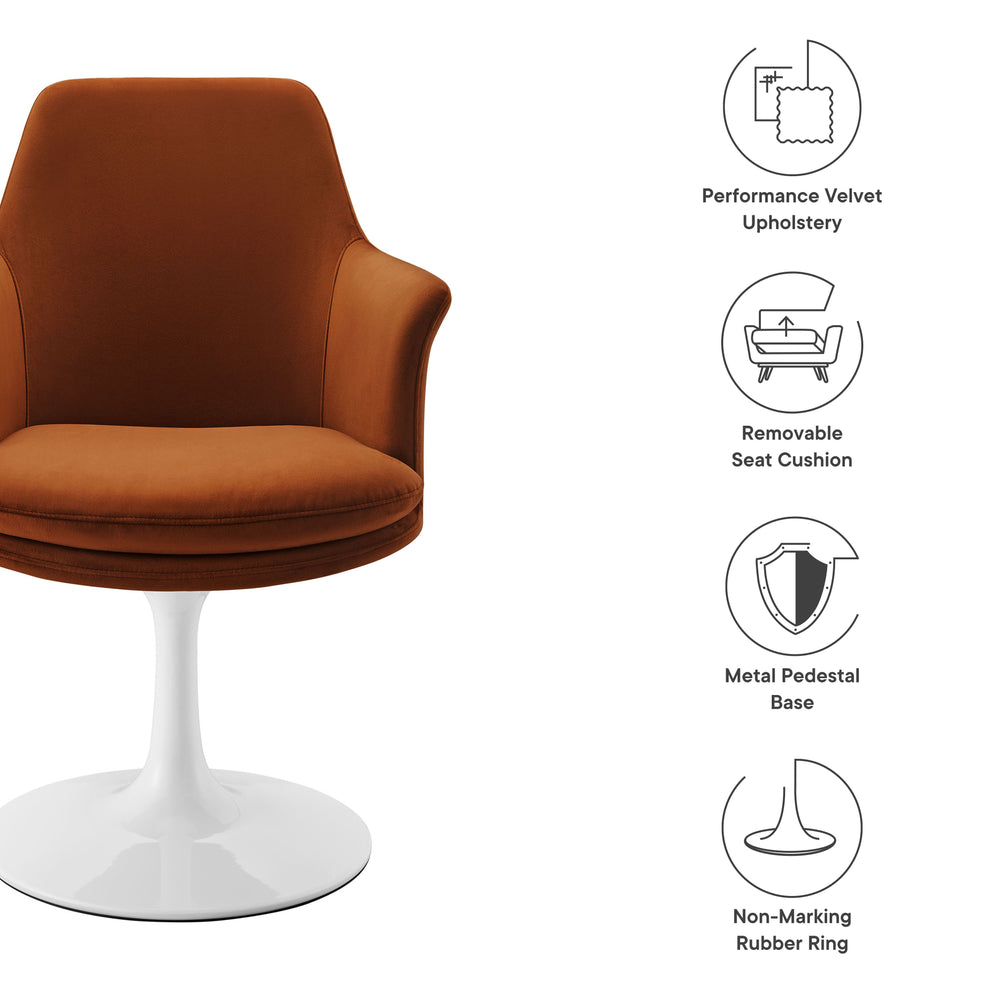 Lippa Swivel Dining Performance Velvet Armchair by Modway | Dining Chairs | Modishstore - 49