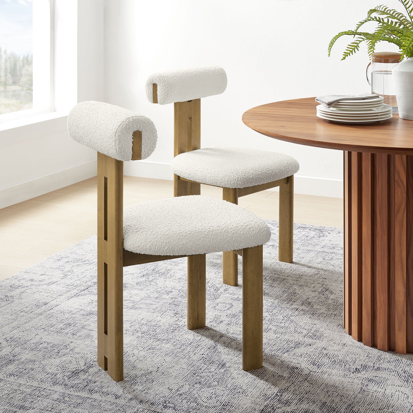Torian Boucle Fabric Dining Chair Set of 2 by Modway | Dining Chairs | Modishstore - 1