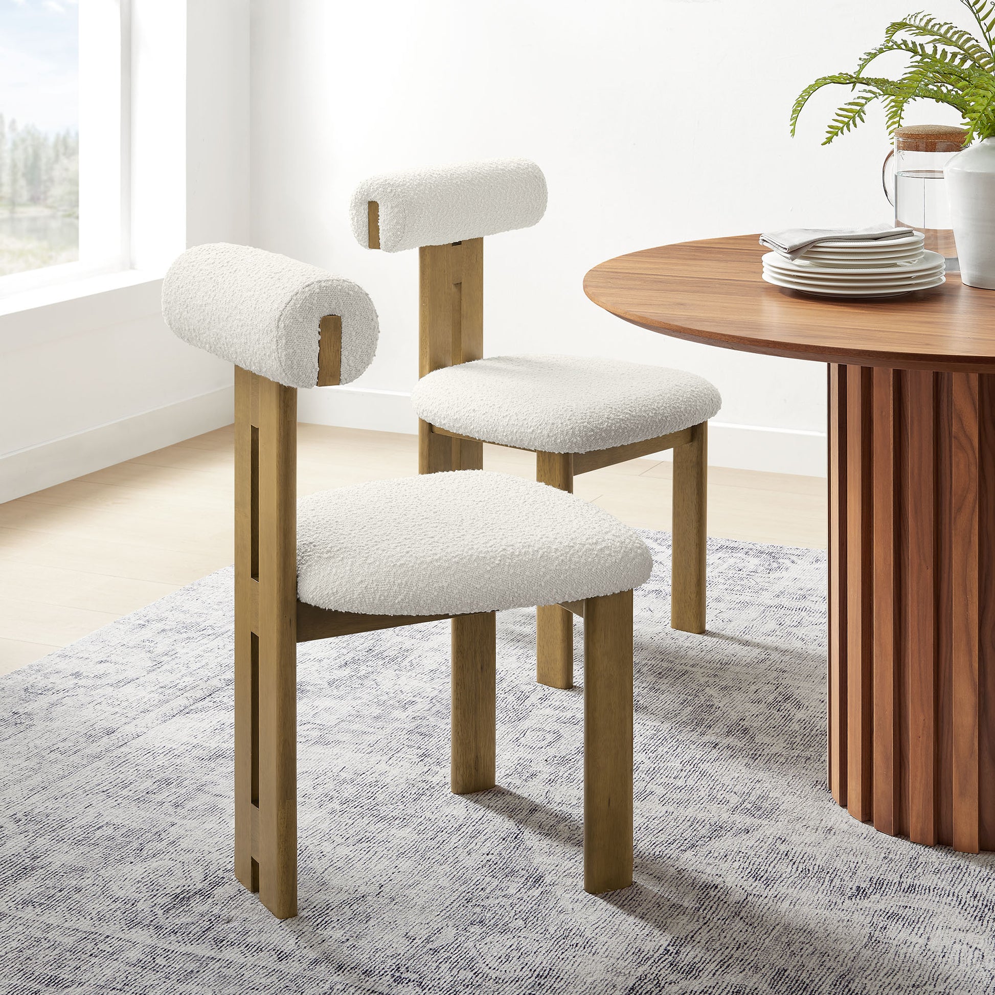 Torian Boucle Fabric Dining Chair Set of 2 by Modway | Dining Chairs | Modishstore - 1