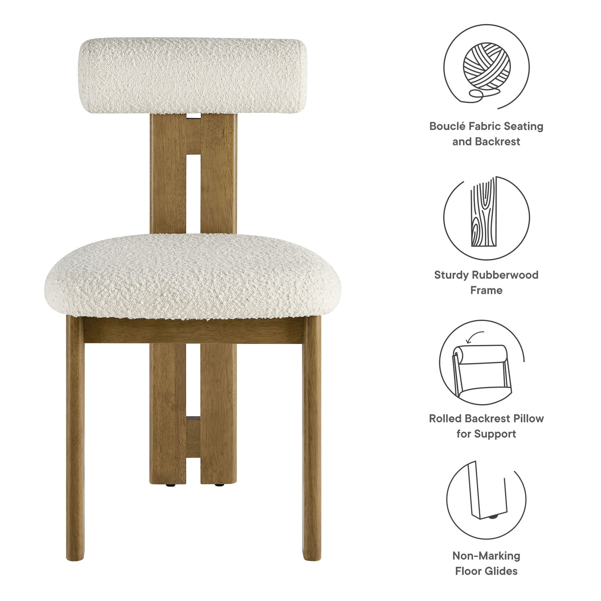 Torian Boucle Fabric Dining Chair Set of 2 by Modway | Dining Chairs | Modishstore - 9
