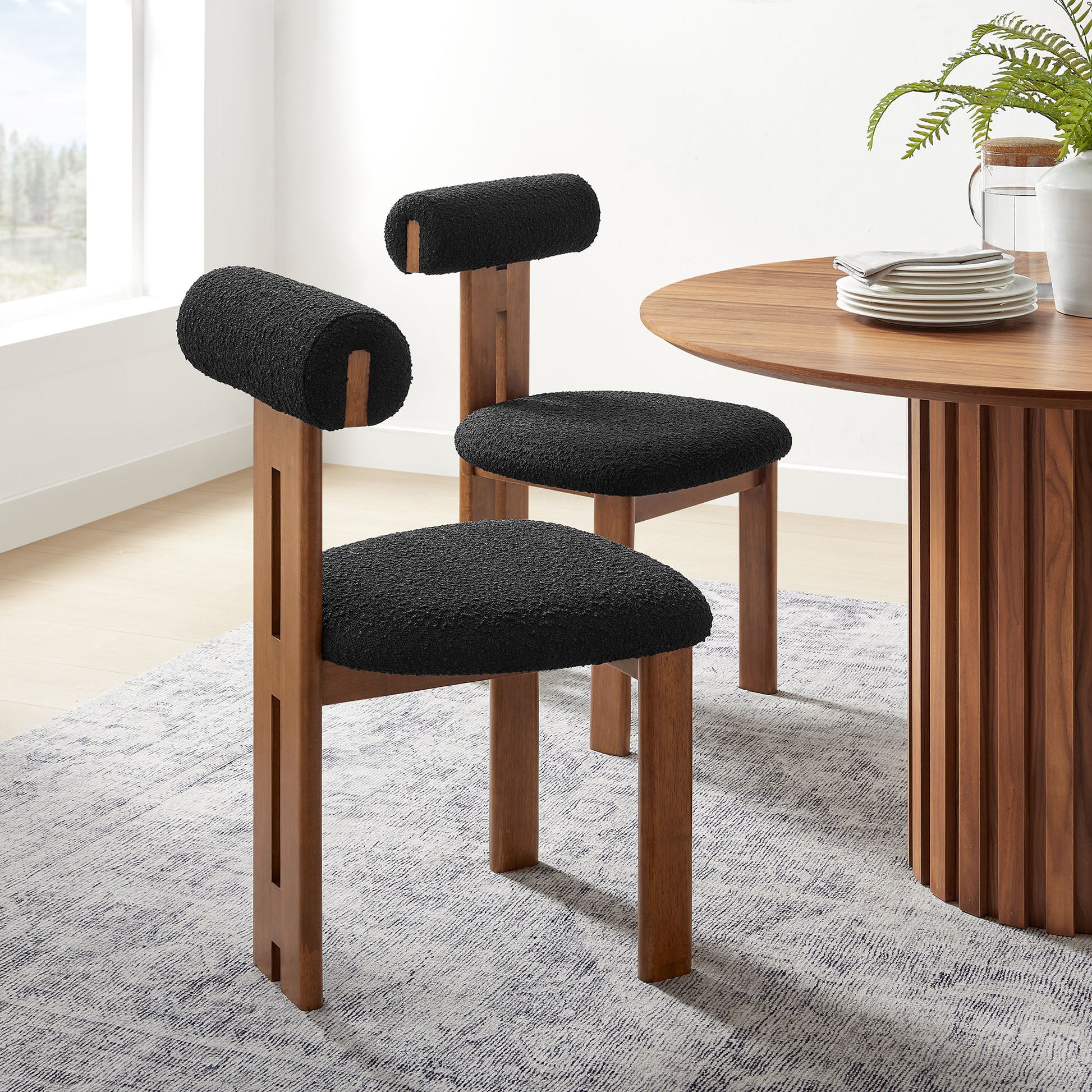 Torian Boucle Fabric Dining Chair Set of 2 by Modway | Dining Chairs | Modishstore - 18