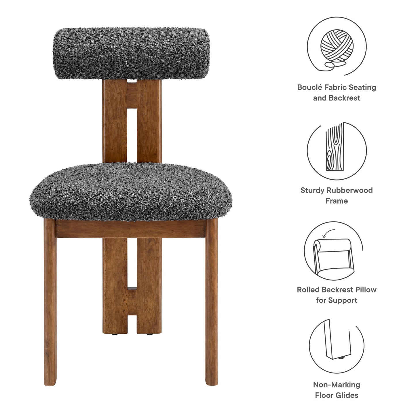 Torian Boucle Fabric Dining Chair Set of 2 by Modway | Dining Chairs | Modishstore - 29