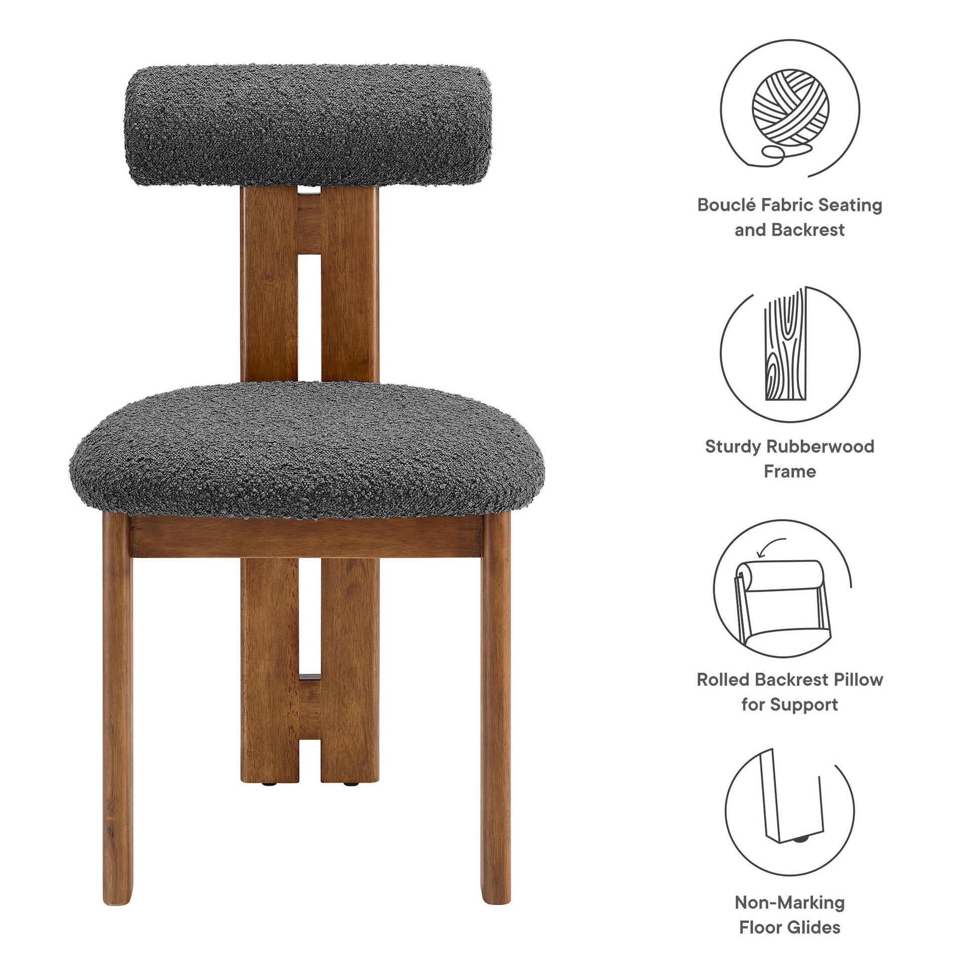 Torian Boucle Fabric Dining Chair Set of 2 by Modway | Dining Chairs | Modishstore - 29