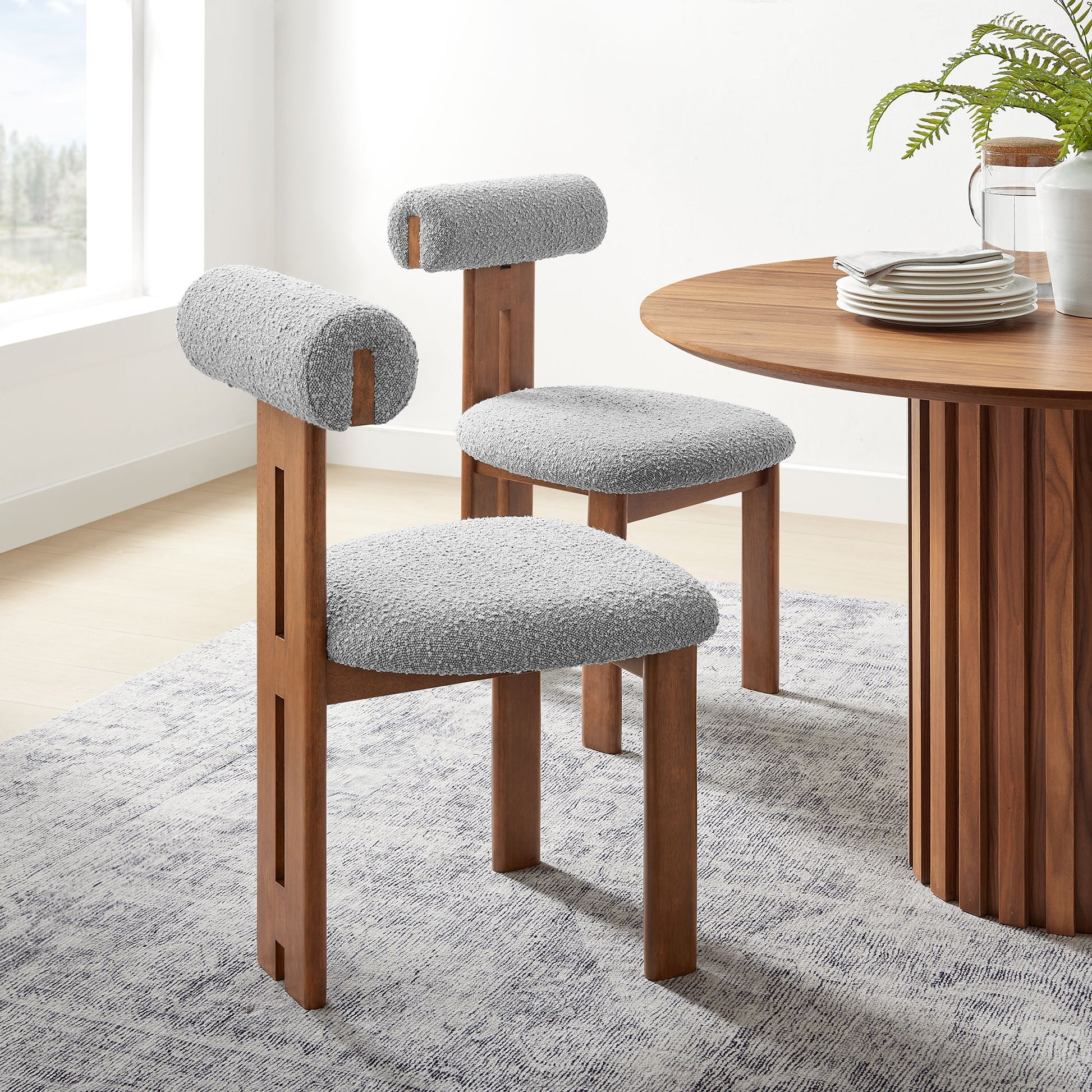 Torian Boucle Fabric Dining Chair Set of 2 by Modway | Dining Chairs | Modishstore - 38