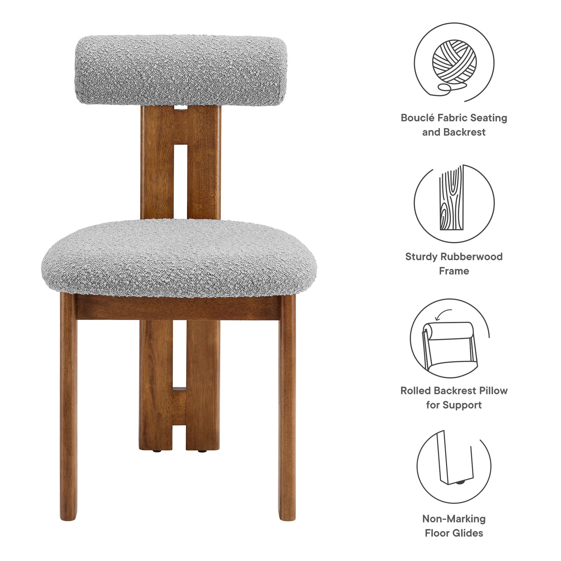 Torian Boucle Fabric Dining Chair Set of 2 by Modway | Dining Chairs | Modishstore - 39
